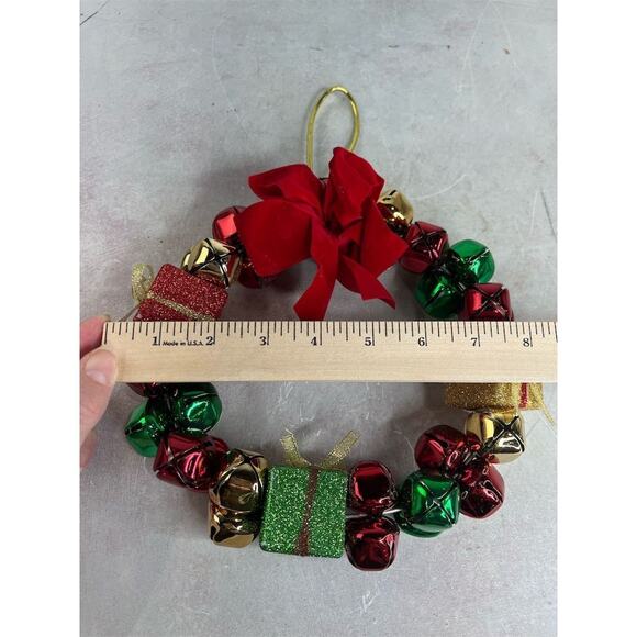 Christmas Jingle Bell Wreath Multicolor Holiday Door Decoration - Picture 13 of 15